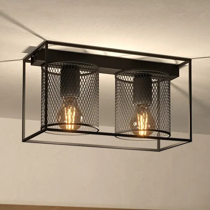 Eglo Catterick Deckenleuchte - 80 W, L x B x H: 35 x 16,5 x 19 cm, Schwarz, E27 - Bildausschnitt