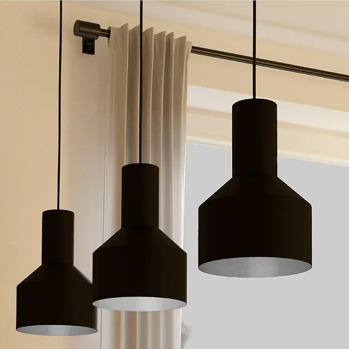 Eglo Casibare Pendelleuchte - 120 W, L x B x H: 85 x 15 x 11 cm, Schwarz, E27, 3 Stk. - Bildausschnitt