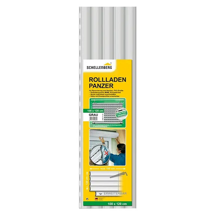 Schellenberg Rollladenpanzer MINI - B x H: 100 x 120 cm, Grau - Vorderansicht