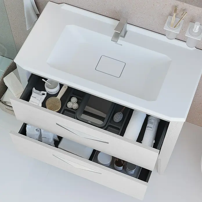 Creabath Mueble de lavabo Époque - L x An x Al: 47,7 x 100 x 86,3 cm, Roble claro, Mate - Foto ambiente