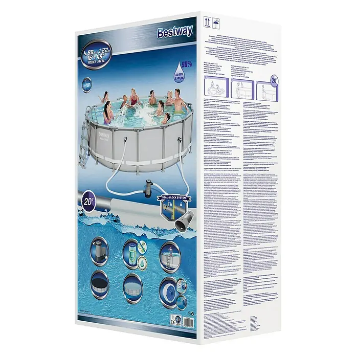 Bestway Frame-Pool-Set Power Steel - Ø x H: 488 x 122 cm, 19.480 l, Grau