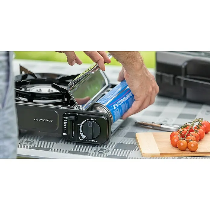 Campingaz Hornillo de gas Bistro 3 - 2.200 W, Sin cartucho - Producto en uso