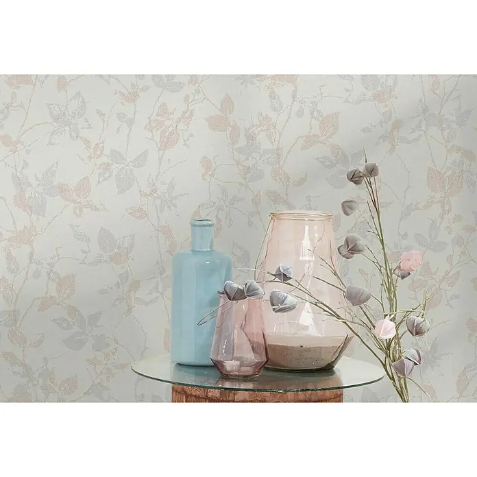AS Creation Hygge Vliestapete Floral - Grau/Lachs, Floral, 10,05 x 0,53 m - Stimmungsaufnahme