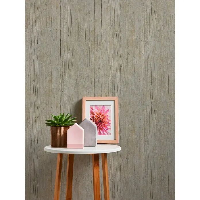 Lutèce Authentic Walls 2 Vliestapete - Taupe, Holzoptik, 10,05 x 0,53 m - Stimmungsaufnahme