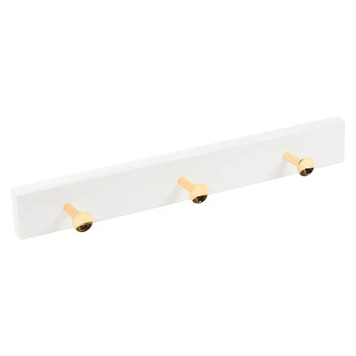 Nesu Perchero 9014 - L x An x Al: 48,5 x 5 x 4,9 cm, Número de ganchos: 3 ud., Blanco/Dorado