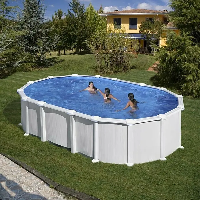 Gre Piscina ovalada desmontable Haiti - L x An x Al: 610 x 375 x 132 cm, 23.281 l, Blanco - Producto en uso