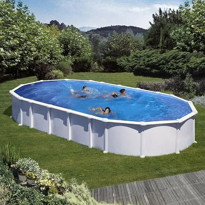 Gre Piscina ovalada desmontable Haiti - L x An x Al: 800 x 470 x 132 cm, 37.474 l, Blanco - Producto en uso