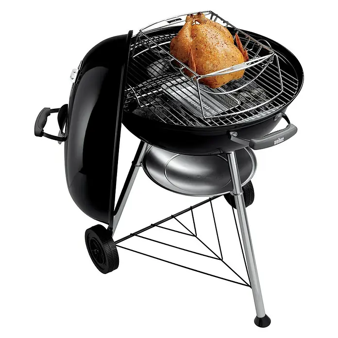 Weber Barbacoa redonda con tapa Compact - Negro, Superficie parrilla: Ø 47 cm - Vista angular