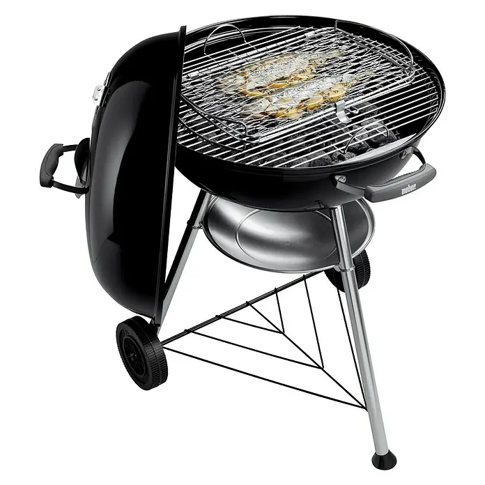 Weber Barbacoa redonda con tapa Compact - Negro, Superficie parrilla: Ø 47 cm - Vista angular
