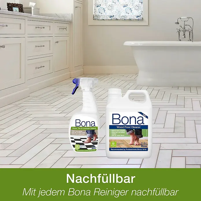 Bona Fliesen- & Laminatreiniger - 1 l, Flasche mit Sprühpistole - Informationsansicht