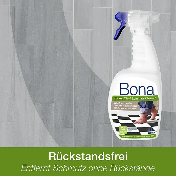 Bona Fliesen- & Laminatreiniger - 1 l, Flasche mit Sprühpistole - Informationsansicht