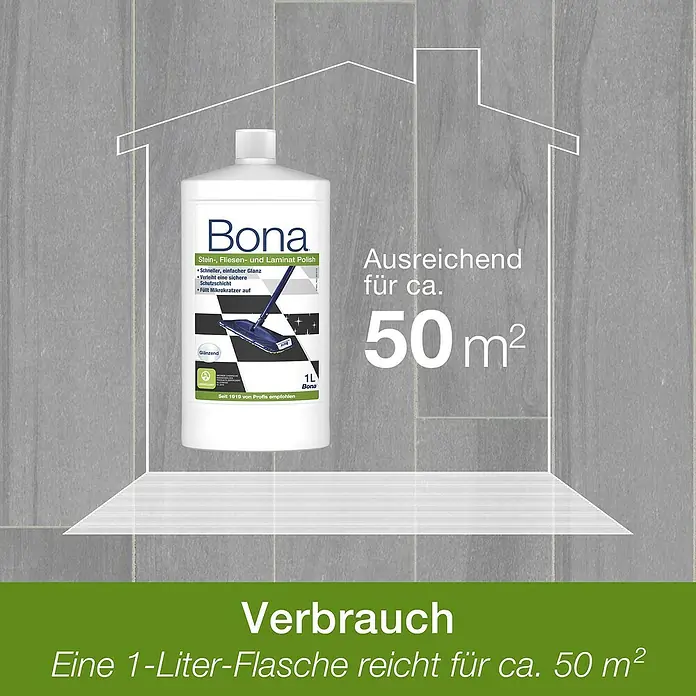 Bona Pflegemittel Stein, Fliesen & Laminat Polish - 1 l - Informationsansicht
