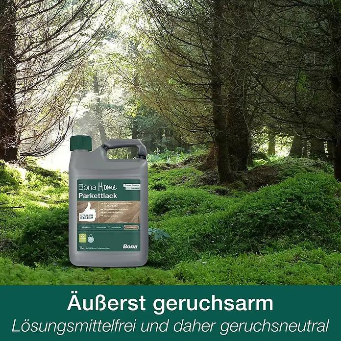 Bona Home Parkettlack Classic - Farblos, Matt, 1 l - Informationsansicht