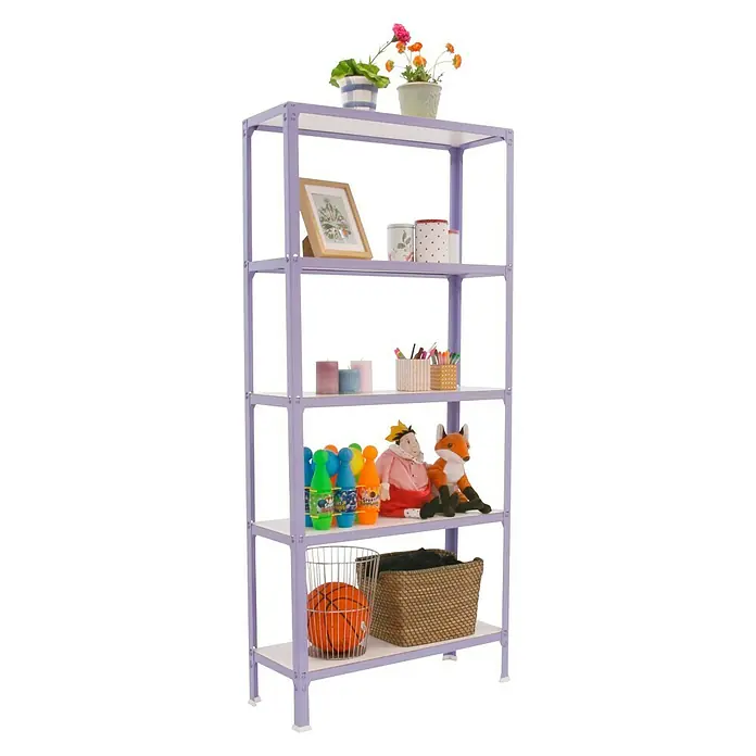 Simonrack Simonhome Estantería metálica Homeclick Wood Color Plus - L x An x Al: 30 x 100 x 180 cm, Capacidad de carga: 150 kg/balda, Número de baldas: 5 ud., Lila