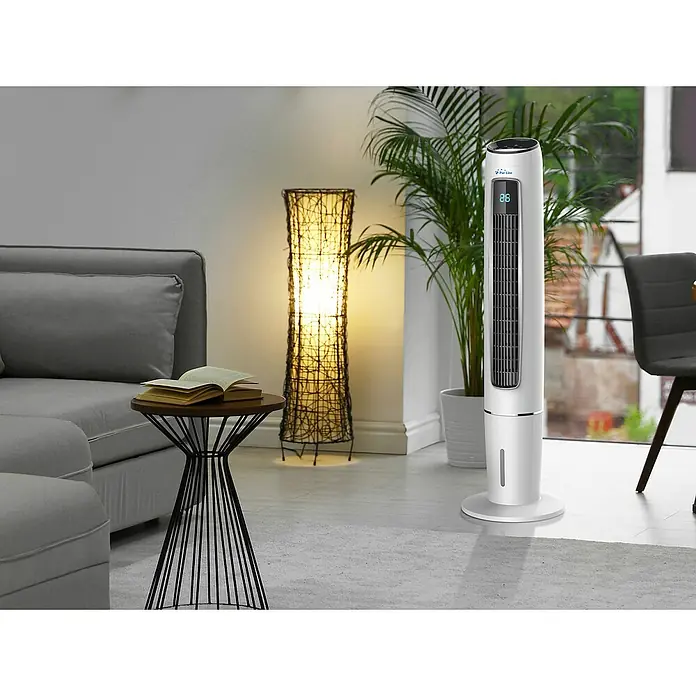 Purline Climatizador evaporativo Rafy 75 - Blanco/Negro, Altura: 110 cm, 130 W - Foto ambiente