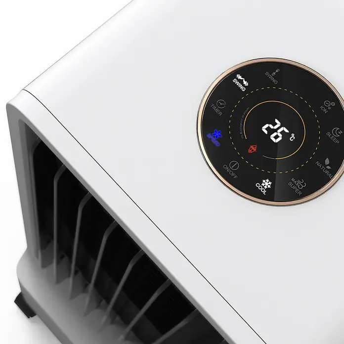 Purline Climatizador evaporativo SC - Blanco/Negro, Altura: 79 cm, 140 W - Primer plano