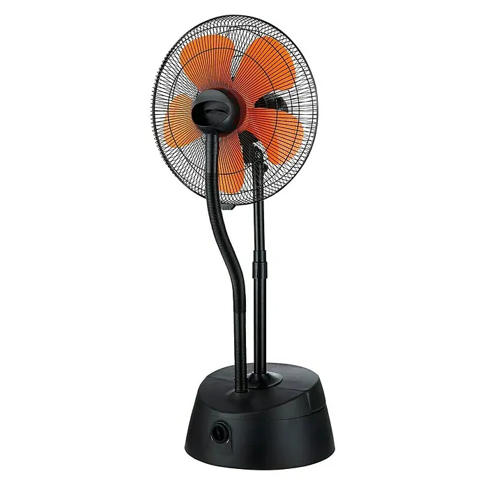 Purline Ventilador de pie con nebulizador Misty 10 - Negro/Naranja, Diámetro: 50 cm, 200 W, Altura: 128 cm - Vista angular