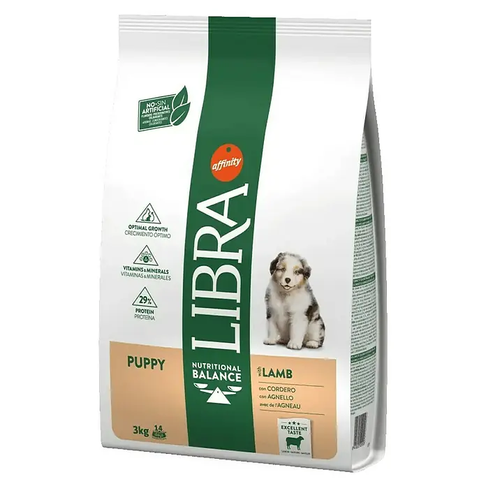 Affinity Pienso seco para perros Libra - 3 kg, 2 meses - 12 meses, Cordero - Vista angular