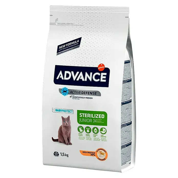 Affinity Advance Pienso seco para gatos Young Sterilized - 1,5 kg, 2 meses - 24 meses, Pollo - Vista angular
