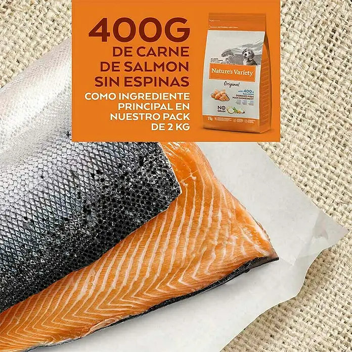 Nature's Variety Pienso seco para perros Original Junior - 2 kg, 2 meses - 12 meses, Salmón - Información del producto