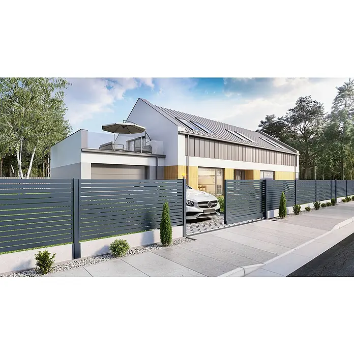 Supreme Zaunelement Paneel - B x H: 2 x 1,26 m, Stahl, Anthrazit - Stimmungsaufnahme