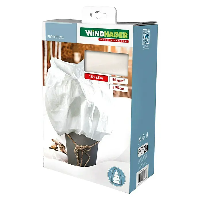 Windhager Winterschutzvlies Protect XXL - 2,5 x 1,5 m, Weiß, Garten, 50 g/m² - Diagonale Ansicht