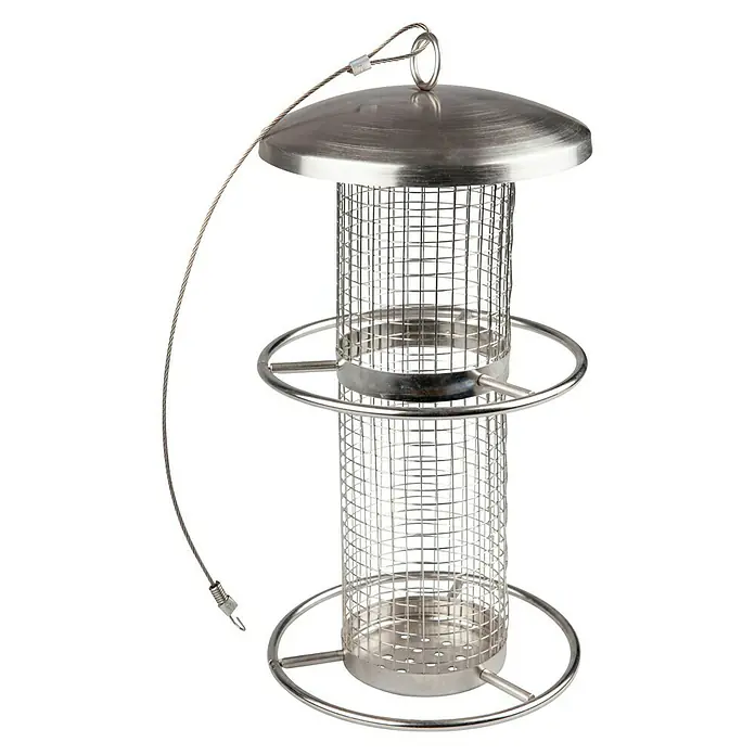 Windhager Futtersilo Pick-up - 14 x 14 x 28 cm, Edelstahl, Vogelfutter - Vorderansicht
