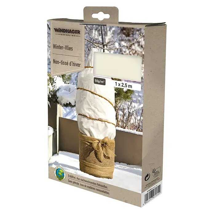 Windhager Winterschutzvlies Öko Superprotect - L x B: 2,5 x 1 m, Weiß, 50 g/m² - Diagonale Ansicht