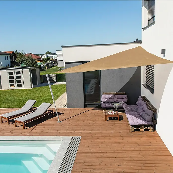 Windhager Sonnensegel Capri - L x B: 5 x 5 m, Dreieckig, Schilf - Stimmungsaufnahme