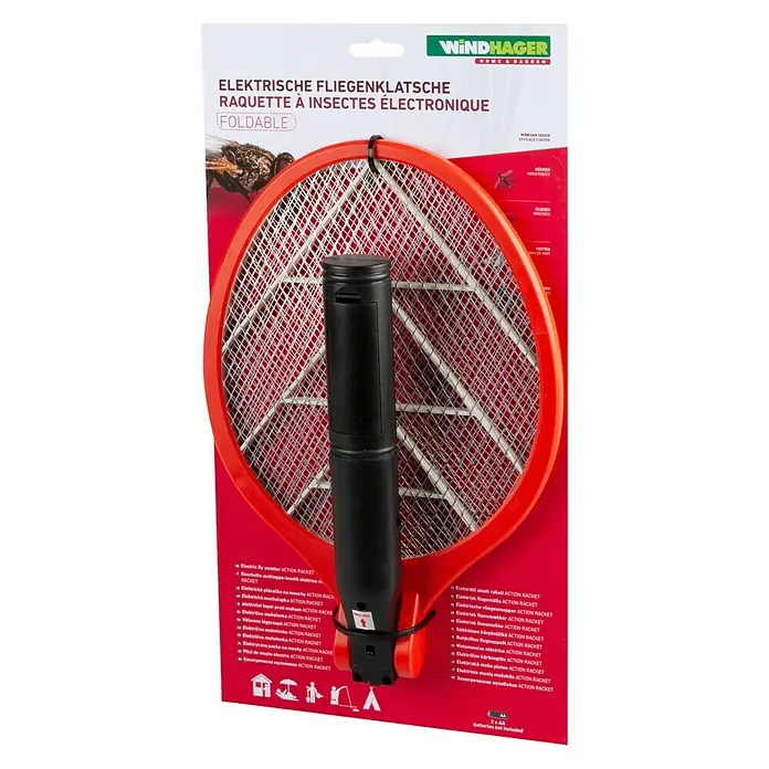 Windhager Elektrische Fliegenklatsche ACCU COMFORT - Fliegen, L x B x H: 40,5 x 21,5 x 4,8 cm - Diagonale Ansicht