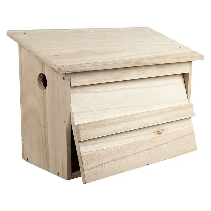 Windhager Nistkasten Twinhouse Sparrow - 18 x 38 x 26 cm, Natur, Holz, Wildvögel - Diagonale Ansicht