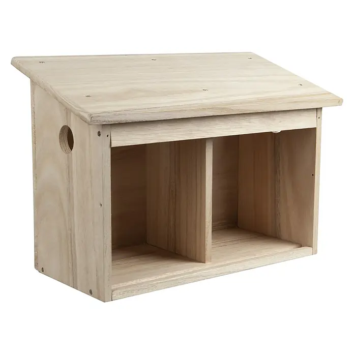 Windhager Nistkasten Twinhouse Sparrow - 18 x 38 x 26 cm, Natur, Holz, Wildvögel - Diagonale Ansicht