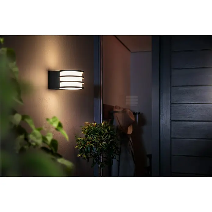 Philips Hue LED-Außenwandleuchte Lucca - 9,5 W, 17 x 21,5 x 12,9 cm, Anthrazit, IP44