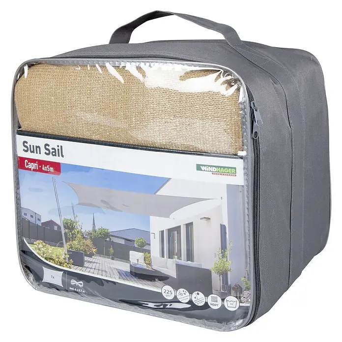 Windhager Sonnensegel Capri - L x B: 4 x 5 m, Rechteckig, Schilf - Diagonale Ansicht