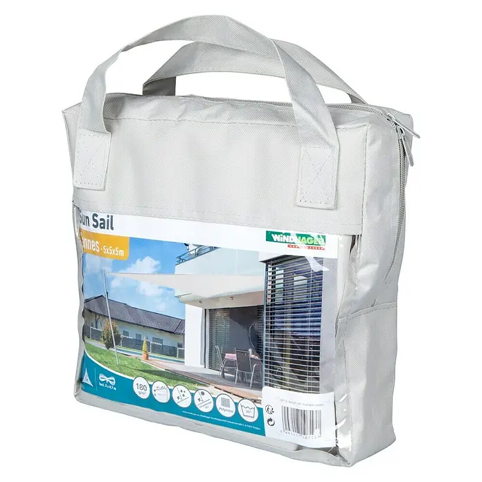 Windhager Sonnensegel Cannes - Grau, L x B: 5 x 5 m, Dreieckig - Diagonale Ansicht