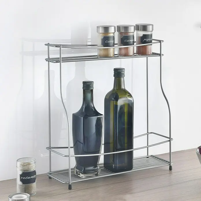 Metaltex Gewürzregal - L x B x H: 22 x 6 x 28 cm, Anzahl Böden: 2 Stk., Silber - Detailaufnahme