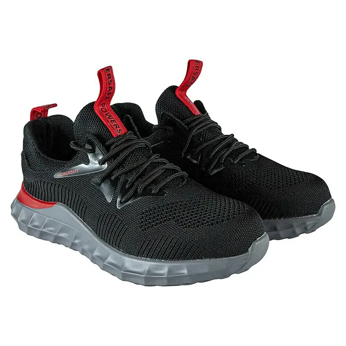 Power Safe Sicherheitshalbschuh Firefly S1P - Farbe: Schwarz/Rot, Schuhgröße: 41, S1P - Diagonale Ansicht