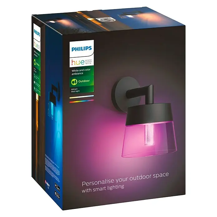 Philips Außenwandleuchte Attract - 18,15 x 22,4 x 22,05 cm, Schwarz - Diagonale Ansicht