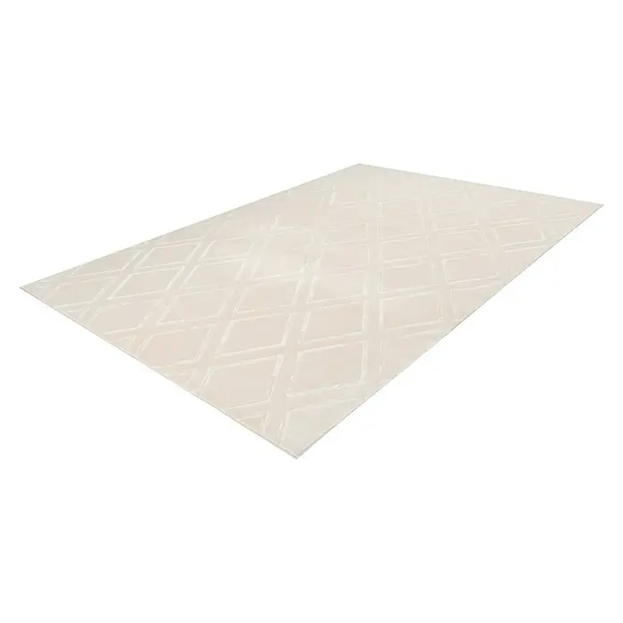 Kayoom Kurzflorteppich Monroe III - Creme, 290 x 200 cm, 100 % Polyester - Rechte Seitenansicht