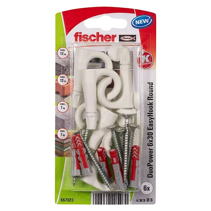 Fischer Duopower Hembrilla abierta EasyHook - Diámetro taco: 6 mm, Longitud taco: 30 mm - Vista frontal