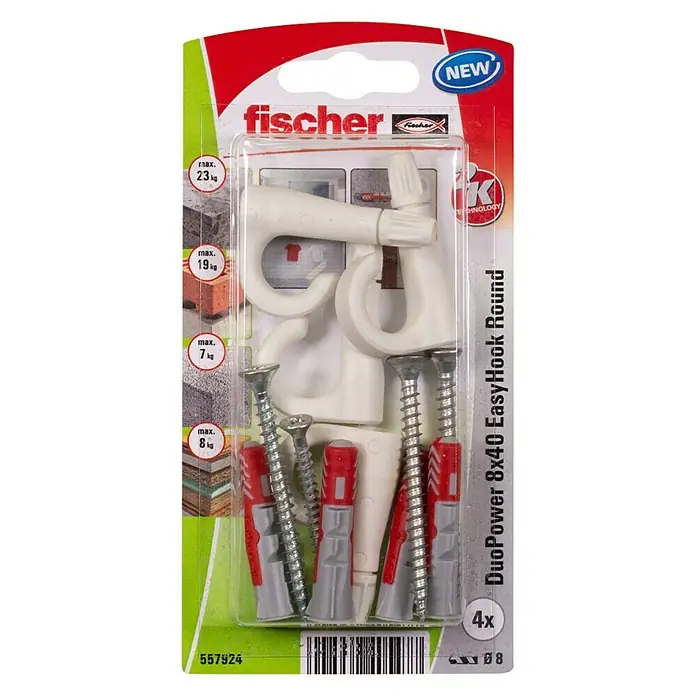 Fischer Duopower Hembrilla abierta EasyHook - Diámetro taco: 8 mm, Longitud taco: 40 mm - Vista frontal