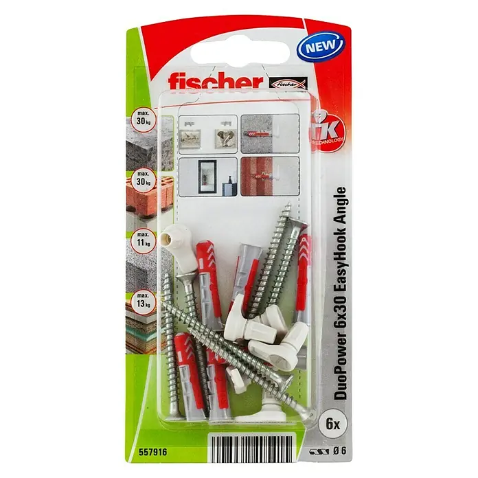 Fischer Duopower Alcayata EasyHook - Diámetro taco: 6 mm, Longitud taco: 30 mm - Vista frontal