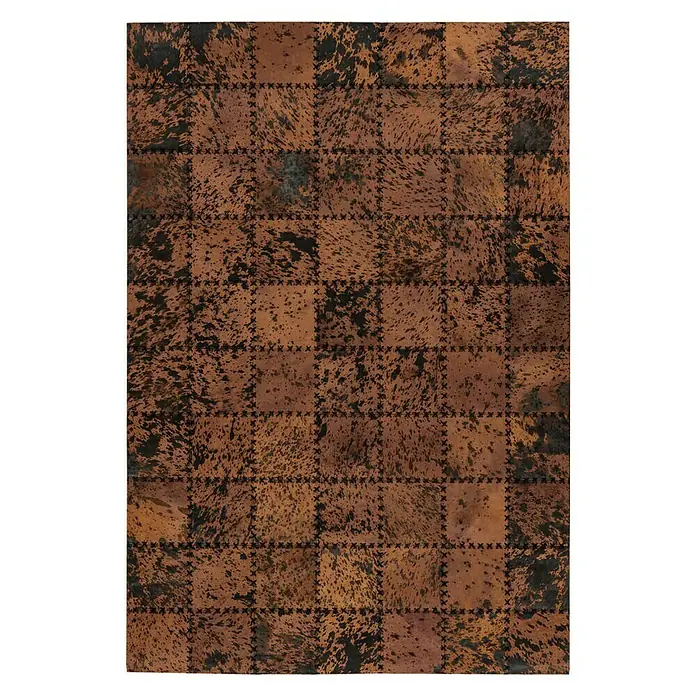 Kayoom Echtlederteppich Viola - Braun, 230 x 160 cm, 100 % Echtleder - Ansicht von oben