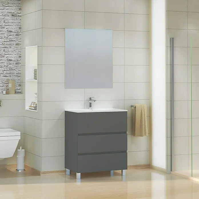 Mueble de lavabo Patri - L x An x Al: 46 x 70 x 85 cm, Gris seda - Foto ambiente
