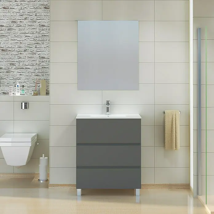 Mueble de lavabo Patri - L x An x Al: 46 x 70 x 85 cm, Gris seda - Foto ambiente
