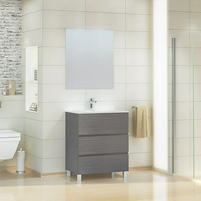 Mueble de lavabo Patri - L x An x Al: 46 x 70 x 85 cm, Ceniza - Foto ambiente
