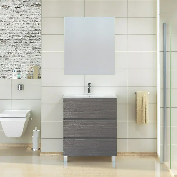 Mueble de lavabo Patri - L x An x Al: 46 x 70 x 85 cm, Ceniza - Foto ambiente