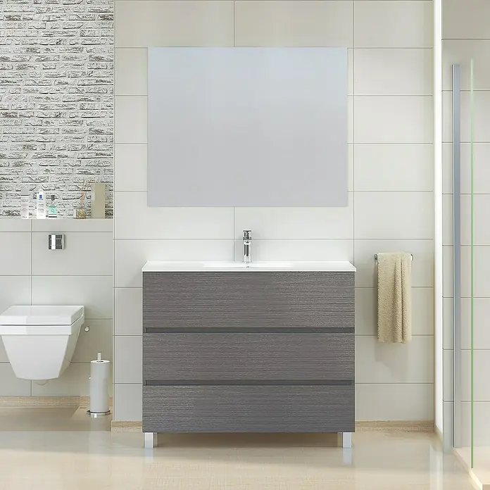 Mueble de lavabo Patri - L x An x Al: 46 x 100 x 85 cm, Ceniza - Foto ambiente