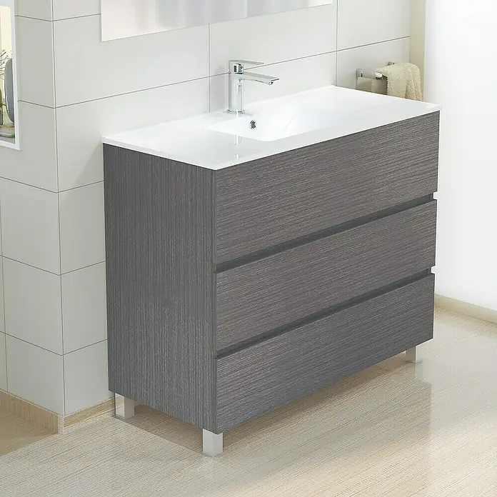 Mueble de lavabo Patri - L x An x Al: 46 x 100 x 85 cm, Ceniza - Foto ambiente