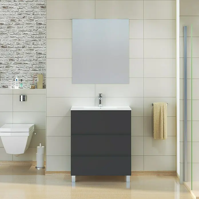Mueble de lavabo Patri - L x An x Al: 46 x 70 x 85 cm, Negro seda - Foto ambiente